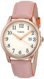 Timex Womens TW2U29800 Easy Reader 38mm Blush/Orange Leather Strap Watch