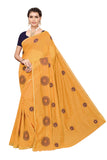 Gosriki Women'S Yellow Color Chanderi Embroidered Saree With Blouse Piece(Interpol-Yellow_Free Size),Yellow,,B07XDB74SS