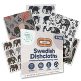 DECEE Swedish dishcloths (Dumbo) 5 Pack Reusable Paper Towels | Washable | Swedish Dish Towels | NonScratch Cellulose Sponge Cl