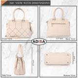 Adisa Embroidered Handbag Shoulder Bag For Women And Girls With Detachable Sling Belt (Ad4080-Cre),Off White,,B0DLT4622T
