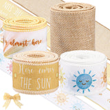 Waydress 4 Rolls Theme Ribbon 2.5 Inch Wired Baby Shower Ribbon for Diaper Cake Wreaths Bows Gift Wrapping DIY Crafts Girl Baby