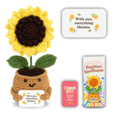 THEGIFTY Emotional Support Crochet Sunflower Doll - Handmade Thank You Gift for Women, Teachers, Moms, Friends - Positive Affirm