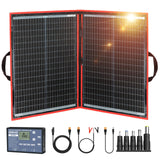 DOKIO 100W Portable Foldable Solar Panel Kit (19x26in, 5.3lb), with Separate Controller and Dual USB, Monocrystalline Charger fo