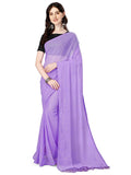 Shiv Textiles Womens Georgette Sequins Ready To Wear One Minute Saree for women With Unstitched Blouse.(Purple)