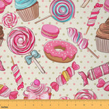 Donut Upholstery Fabric for Chairs, Cupcake Fabric By The Yard, Candy Decorative Fabric, Dessert Food Waterproof Fabric, Holiday