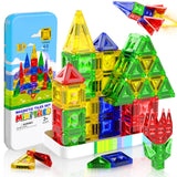 Mini Magnetic Tiles, 40 PCS Travel Magnetic Tiles with Storage Box, Mini Magnet Toy Travel Toy for Kids Ages 3 4-8, STEM Educati