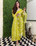 Gosriki Women'S Rayon Blend Straight Embroidered Kurta With Pant & Dupatta (Carlton Lemon-Gs_S_Lemon_Small),Lemon,,B0DD76QWKM