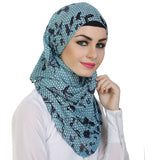 Momin Libas Viscose Turq & Black With Printed Hijab And Scarf