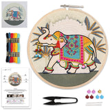 Picknmake Colorful Royal Elephant Hand Embroidery Kit For Beginners, Adults & Kids Digital Printed Fabric, Threads, Needles, G