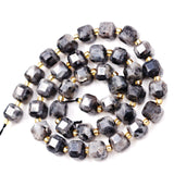 Malahill Wholesale Natural Faceted Stone Beads for Jewelry Making Sold per Bag 5 Strands Inside Cube Black Labradorite 6mm