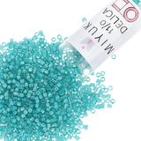 Miyuki Delica Seed Beads - Size 11/0 (1.6 mm), DB1782, White Lined Teal AB, 7.2 g, Approx. 1440 Beads, Made in Japan