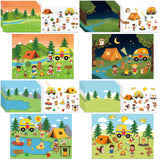 Marspark 24 Pcs Summer Camp Sticker Scenes 4 Different Summer Camping Crafts Kit DIY Sticker Scene Multicolor Educational and Le