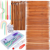Exquiss Knitting Needles Set75 Pcs 15 Sizes Bamboo Double Pointed Knitting Needles Set + 12 Pcs 12 Sizes Crochet Hooks Set + 4
