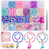 Qinzave 802Pcs Mermaid Beads Jewelry Making Kit, Mermaid-Inspired Beads & Charms Set with Elastic Strings and Tools, Bracelet & Necklace Craft Supplies (802 Pieces)