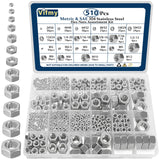 Vifmy 2 in 1 SAE & Metric Hex Nut Assortment Kit(510pcs),2#56 4#40 6#32 8#32 10#24 10#32 12#24 1/4-20 5/16-18 3/8-16 7/16-14 1/2
