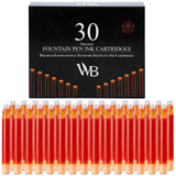 Wordsworth & Black Fountain Pen Ink Refills - Set of 30 Orange Ink Cartridges - International Standard Size - Length APPR 2.3 -