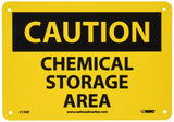 NMC C126R OSHA Sign, Legend CAUTION CHEMICAL STORAGE AREA, 10 Length x 7 Height, Rigid Plastic, Black on Yellow