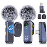 RICCHI Wireless Lavalier Microphone for iPhone iPad and Android Phone, 2pcs Mini Microphone with Noise Reduction Lapel Mic for V