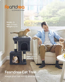 Feandrea Cat Tree, 26.4-Inch Cat Tower, S, Cat Condo for Kittens up to 7 lb, Large Cat Perch, 2 Cat Caves, Scratching Post, Smok