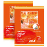 AUREUO Canvas Pad for Painting 10 Sheets, 10 Oz. - 9x12 Inch, 2 Pack - Triple Primed Glue Bound Cotton Canvas Paper for Oil and