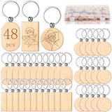 Fumete Wooden Keychain Blanks Wood Engraving Unfinished Key Chain with Storage Container for DIY Gift Craft Supplies(48 Pcs)