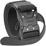 Jukmo Quick Release Tactical Belt, Military Work 1.5 Nylon Web Hiking Belt With Heavy Duty Seatbelt Buckle, Grey, XLargeFor W