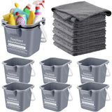 Vesici 6 Set 3 Quart Cleaning Bucket with Cloths Small Sanitizing, Gray