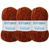 Estako Velvet (3- Skeins Pack) Chenille Blanket amigurumi Yarn for Crocheting and Knitting Super Bulky 3x100 gr (3x132 yds) (142