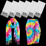 Suhine 6 Pcs Blank White Cotton Scarf to Tie Dye, Full Cotton Scarf Bikini Cover up Wraps Tie Dye Fabric
