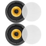 Pyle 6.5Ceiling Speaker Set - 2-Way Full Range Speaker (Pair) Built-in Electronic Crossover Network in-Ceiling Mount Design