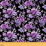 Erosebridal Purple Floral Fabric by The Yard,Garden Rose Flowers Waterproof Outdoor Fabric for Kids Boys Girls DIY Art Aesthetic