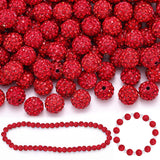 150 Pcs Red Rhinestone Beads for Jewelry Making, Sparkle Crystal Clay Christmas for Bracelet Baseball Necklace Earring Crafting