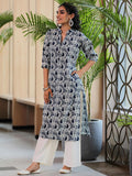 Libas Women'S Cotton Printed Straight Kurta (29051R_Blue Blue S