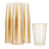 N9R 100pcs 12oz Gold Plastic Cups, Gold Glitter Disposable, Elegant Wedding and Party Cups