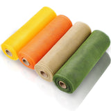 Waydress 4 Rolls Thanksgiving Mesh Ribbon Fall Wired Ribbon 10 Inch x 30 Feet Burlap Mesh Decor Making Supplies for Fall Autumn