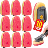 10 Pack Sponge Dishwand Brush Refills for ScotchBrite Dishwand (Pink)