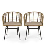 Christopher Knight Home Randy Outdoor Dining Chair Sets, Beige + Light Brown + Black