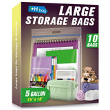 HIBAG 5 Gallon Large Storage Bags, 15x 18Resealable Clear Bags with Handle, Extra Large XL Heavy Duty for Clothes Pillow