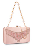 Adisa Beaded Formal Party Clutch With Pearls Handle Gold Chain For Women And Girls (Cl110-Pin),Pink,,B0DYYH2VJ2