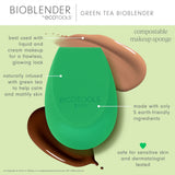 Ecotools Green Tea Bioblender, Compostable Makeup Blending Sponge, For Foundation & Base Coverage, Skin-Calming, Natural Infusio