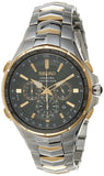 SEIKO SSG022 Watch for Men Coutura Collection Radio Sync Solar Chronograph, TwoTone Case & Bracelet with Gold Accents, Gree