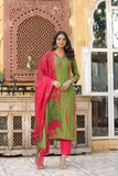 Anni Designer Women'S Rayon Blend Straight Printed Kurta With Pant & Dupatta (Sibori-Methi-Bfv_L_Green_Large),Green,L,,,