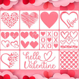 Outus 11 Pieces Valentines Painting Stencils Heart Stencil Love Butterfly Reusable Stencils Plastic Valentines Templates for Pai