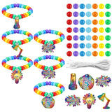 Tondiamo 24 Sets VBS 2026 Bracelet Crafts Kits Illumination Theme Bracelet Making Kit DIY Light Bulb Rainbow Bead Wristband Char