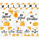 Decorably 15 Welcome Bee Themed Classroom Decor Elementary, High School, Inspirational, Matte-Laminated Vibrant Design Posters f