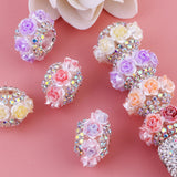 Frinnovan, 10 Pack Rhinestone Flower Shaped Beads for Beadable Pens Crystal Floral Loose Large Spacer Bead DIY Keychain Earring