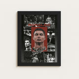 Ronaldo Framed Wall Art Poster Football Legend Career Collage Canvas Print Premium Soccer Sports Memorabilia Decor Framed
