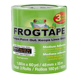 FROGTAPE MultiSurface Painters Tape with PAINTBLOCK, Medium Adhesion, 1.88 Inches x 60 Yards, Green, 3 Rolls (240661)