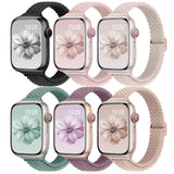 Slim Braided Bands for Apple Watch Band 40mm 41mm 42mm 38mm 46mm 44mm 45mm 49mm Women,Stretchy Solo Loop Nylon Elastic Thin Narr