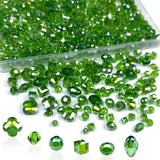 Chuxin 613 Pieces Glass Beads for Jewelry Making, 4-10mm Green Assorted Shapes Transparent Crystal Bead Loose Bulk Faceted Beads